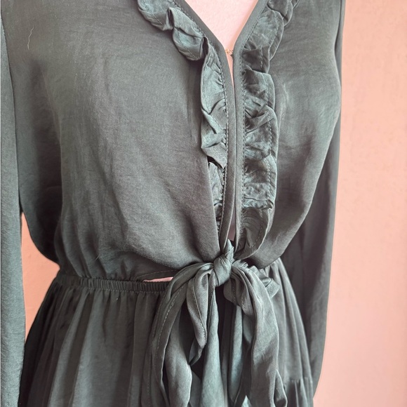 Princess Polly Emerald Green Tied Top Tiered Mini Dress Women 6 Preppy Whimsical - Picture 2 of 7